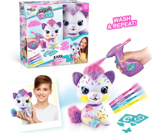 AIRBRUSH PLUSH Plīša DIY komplekts Kaķēns ar aerogrāfu, 25 cm