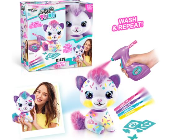 AIRBRUSH PLUSH Plīša DIY komplekts Kaķēns ar aerogrāfu, 25 cm