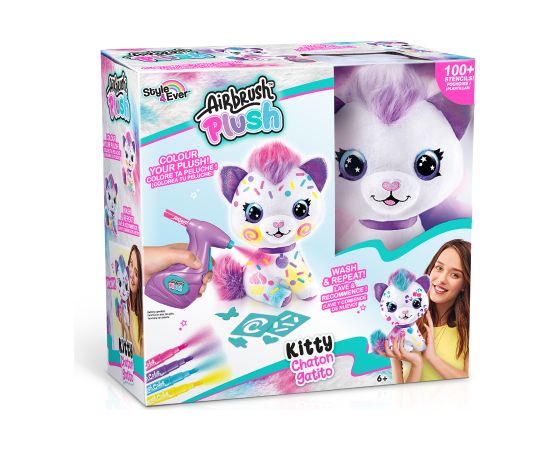 AIRBRUSH PLUSH Plīša DIY komplekts Kaķēns ar aerogrāfu, 25 cm