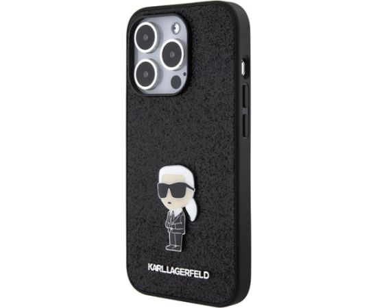 Karl Lagerfeld  Fixed Glitter Ikonik Logo Metal Pin Back Case Aizsargapvalks Priekš Apple iPhone 15 Pro