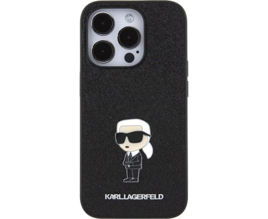 Karl Lagerfeld  Fixed Glitter Ikonik Logo Metal Pin Back Case Aizsargapvalks Priekš Apple iPhone 15 Pro