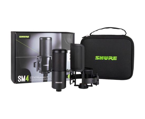 Shure SM4-K-KIT - condenser microphone, externally polarised, handle, popfilter, case