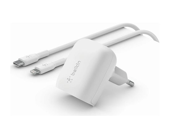 Tīkla lādētājs Belkin BoostCharge USB-C PD 3.1 PPS Wall Charger 20W + USB-C to Lightning Cable 1m White