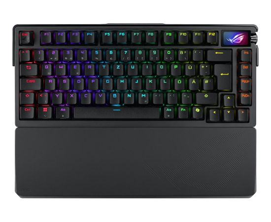 ASUS ROG Azoth Extreme - Keyboard - 75% - with OLED display - backlit - wireless - 2.4 GHz, Bluetooth 5.1, USB-C - QWERTZ - German - key switch: ROG NX Snow (hot-swappable) - black