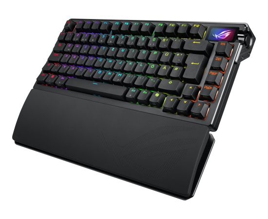 ASUS ROG Azoth Extreme - Keyboard - 75% - with OLED display - backlit - wireless - 2.4 GHz, Bluetooth 5.1, USB-C - QWERTZ - German - key switch: ROG NX Snow (hot-swappable) - black