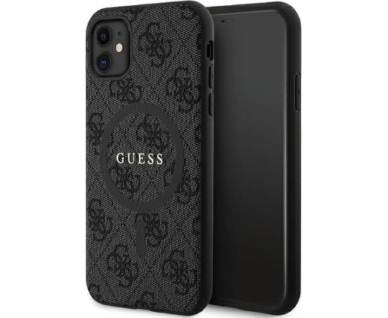 Guess GUHMN61G4GFRK iPhone 11 6.1" | Xr black|black hardcase 4G Collection Leather Metal Logo MagSafe