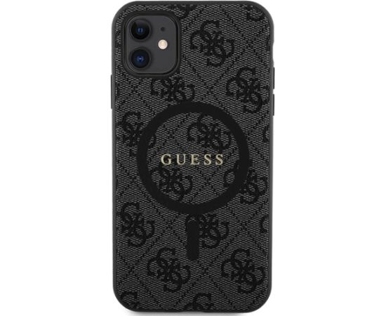 Guess GUHMN61G4GFRK iPhone 11 6.1" | Xr black|black hardcase 4G Collection Leather Metal Logo MagSafe