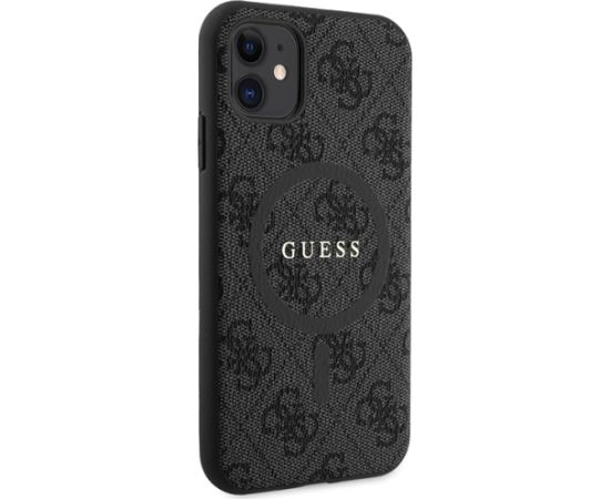 Guess GUHMN61G4GFRK iPhone 11 6.1" | Xr black|black hardcase 4G Collection Leather Metal Logo MagSafe