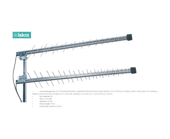 Antenna ISKRA P-60 5G U-MIMO +RG59 2x10m+2xSMA Silver