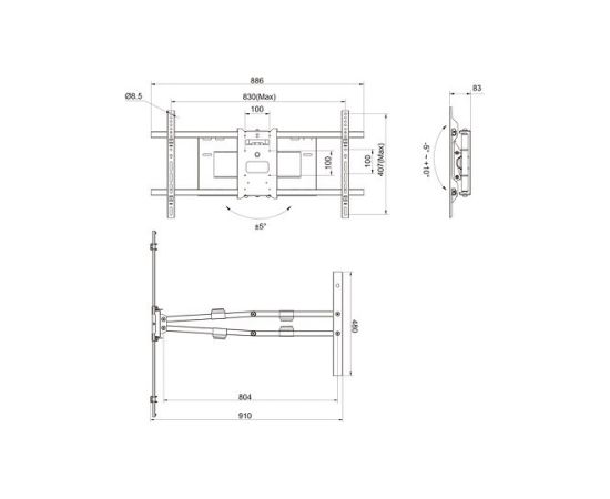 Multibrackets MB-6881 TV sienas grozāmais  kronšteins televizoriem līdz 90" / 60kg