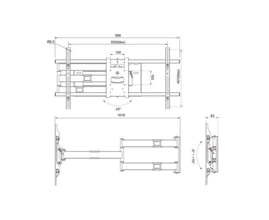 Multibrackets MB-6874 TV sienas grozāmais  kronšteins televizoriem līdz 75" / 40kg