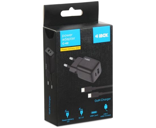 iBOX C-42 GaN PD33W Wall charger, Black