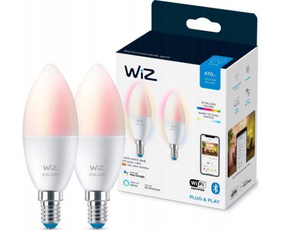 WiZ,Candle,4,9W,2200-6500 (RGB),C37,E14,2 pcs lightsource