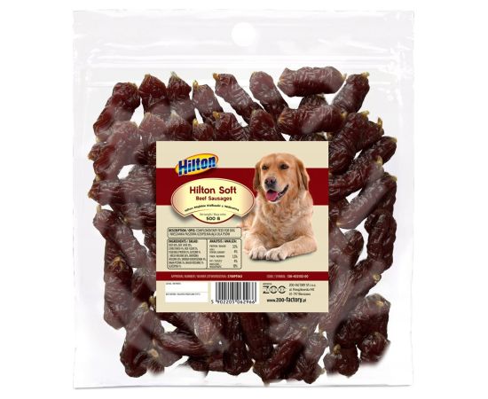 HILTON Soft sausages with beef - dog treat - 500g