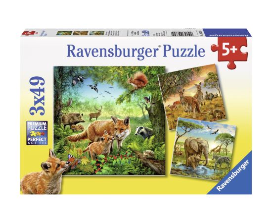 Ravensburger Puzzle 3x49 pc World Animals