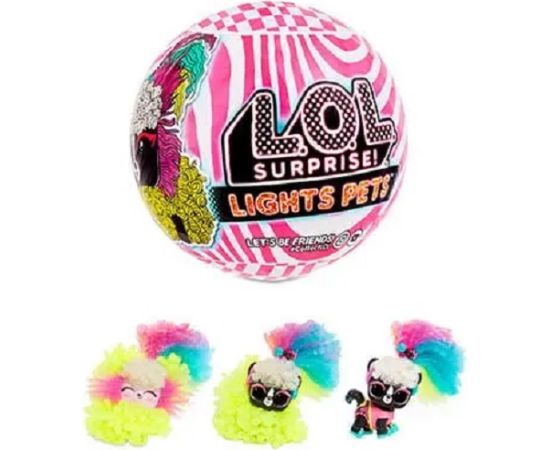 Lelle bumbā L.O.L Surprise  Lights Pets ar mātiem, UV lukturi un 9 pārsteigumiem 8 cm 564898