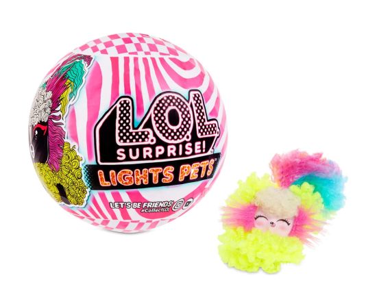 Lelle bumbā L.O.L Surprise  Lights Pets ar mātiem, UV lukturi un 9 pārsteigumiem 8 cm 564898