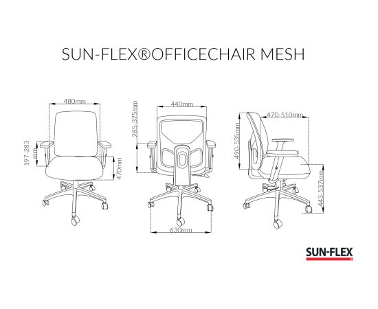 Krēsls SUN-FLEX OFFICECHAIR MESH, melns