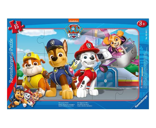 Ravensburger Frame Puzzle 15 pc Paw Patrol Four brave defenders