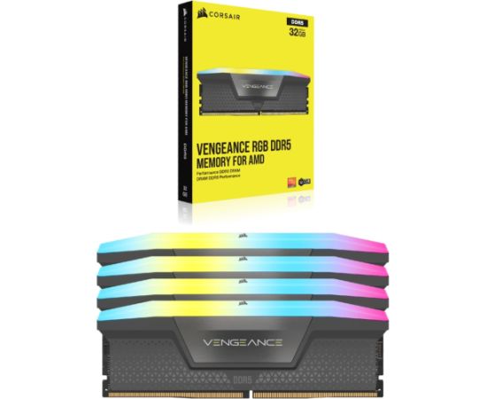 Corsair DDR5 - 64GB - 5600 - CL - 40 (2x 32 GB) dual kit, RAM (gray, CMH64GX5M2B5600Z36K, Vengeance RGB, AMD EXPO)