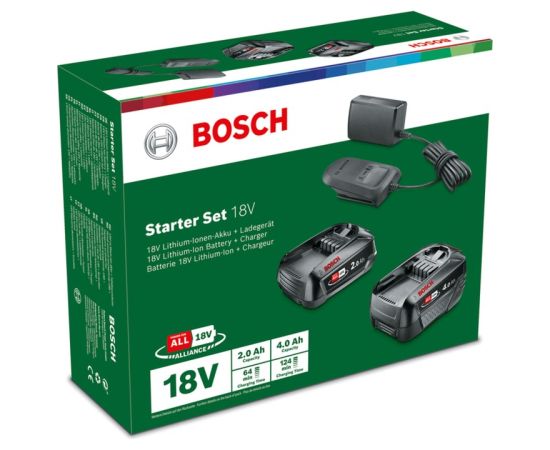 Bosch starter set 18V (PBA 2.0Ah + PBA 4.0Ah + AL 18V-20), charger (black, 2x battery + charger, POWER FOR ALL ALLIANCE)