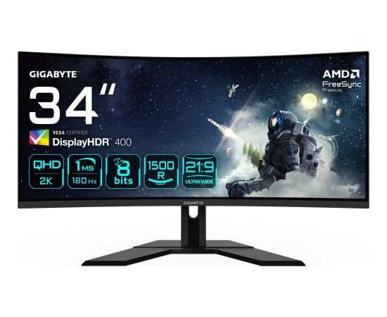 GIGABYTE G34WQCP 86,36cm 34Zoll VA Edge monitor 3440x1440 350cd/m2 180Hz 2xHDMI 2.0 2xDP 1.4