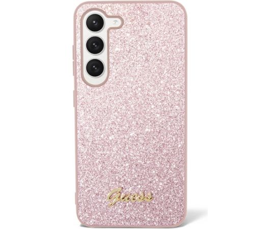 Guess GUHCS23SHGGSHP S23 S911 różowy|pink hard case Glitter Script