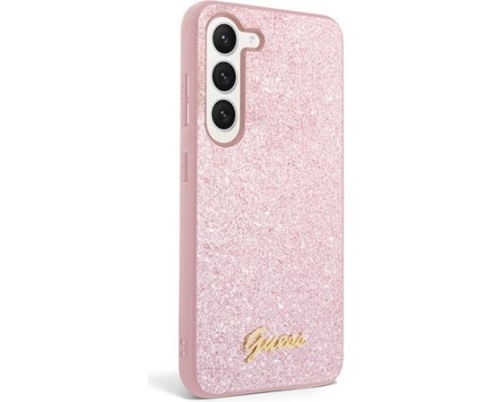 Guess GUHCS23SHGGSHP S23 S911 różowy|pink hard case Glitter Script