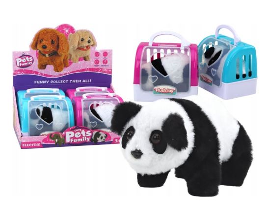 LeanToys Panda Interaktywna Pluszowa W Transporterze Różowy Niebieski