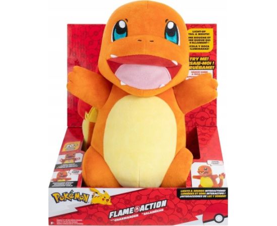 Pokemon POKEMON Flame Action Charmander Zabawka Interaktywna, pluszak, 25 cm