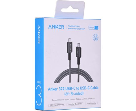 Anker 322 USB cable 1.8 m USB C Black