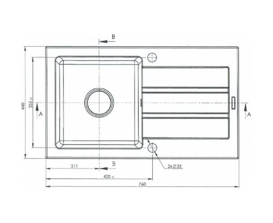 Sink MAIDSINKS Promo 76x44 1B 1D black