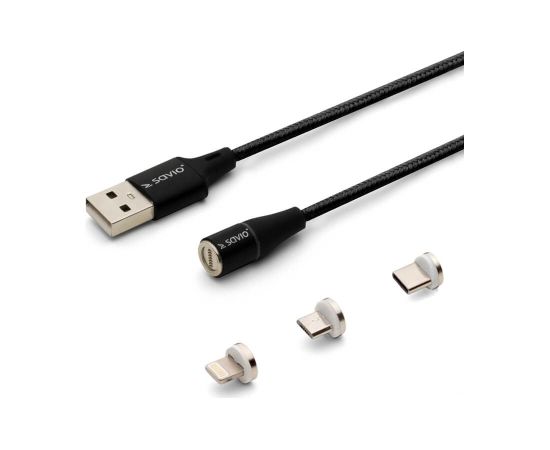 Savio CL-155 USB cable 2 m USB 2.0 USB C Micro USB A/Lightning Black