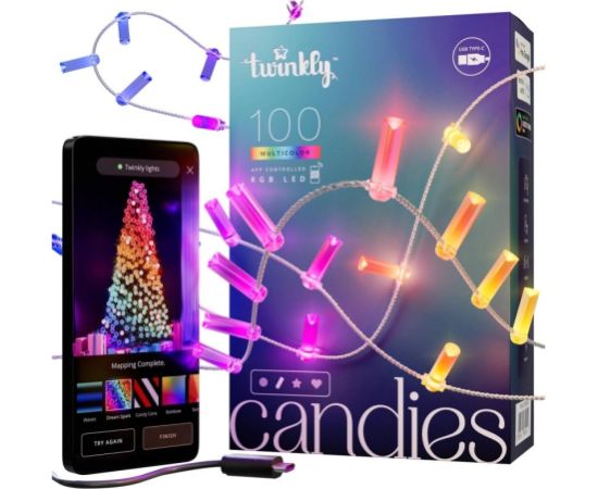 Twinkly Candies LED Christmas tree lights TWKC100RGB-T 6 M Candle shape