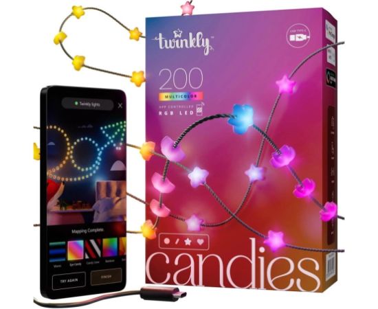 Twinkly Candies LED Christmas tree lights TWKS200RGB-G 6 m 200 star lights