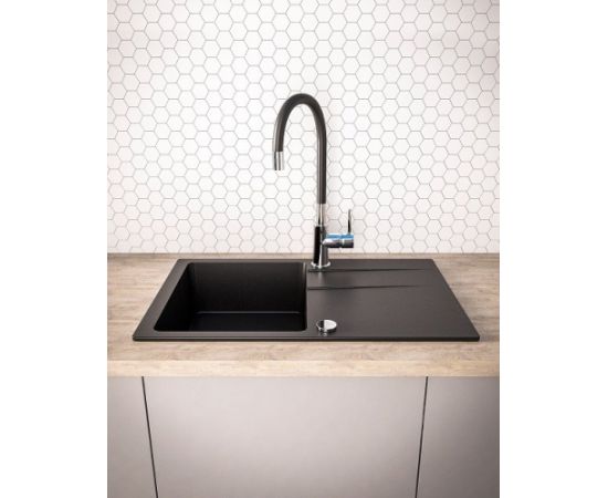 Maidsinks BALI sink (62x44) 1B1D black + Lungo mixer tap