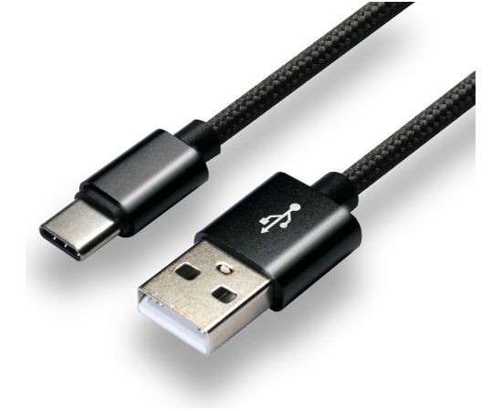 everActive cable USB-C 1m - Black, braided, quick charge, 3A - CBB-1CB