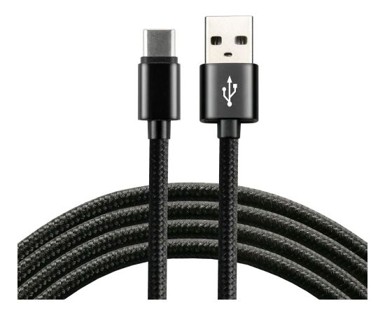 everActive cable USB-C 1m - Black, braided, quick charge, 3A - CBB-1CB