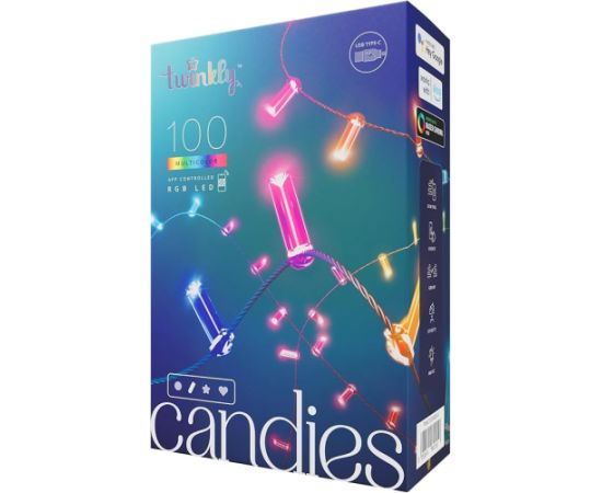 Twinkly Candies – 100 RGB LEDs, zaļš vads USB-C