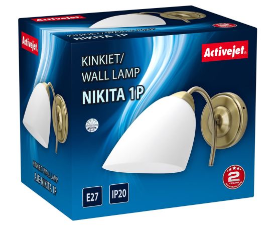 Classic single wall lamp Activejet NIKITA Patyna E27 for the living room