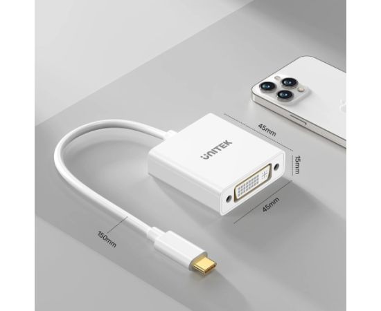 UNITEK ADATPER USB-C - DVI 1080P@60HZ,WHT,15CM M/F