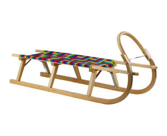 Leantoys Wooden Sled Two-person With Webbing Seat Solid