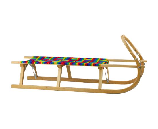 Leantoys Wooden Sled Two-person With Webbing Seat Solid