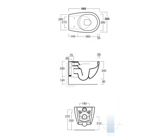 Simas Vignoni Rimless sienas WC poda komplekts, balts