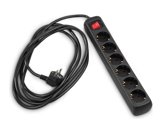 STRĀVAS PAGARINĀTĀJS Extensioncord Hama 6-Way, Switch, 5m, Black