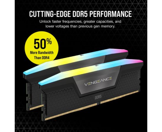 Corsair DDR5 - 32GB - 6000 - CL - 36 (2x 16 GB) dual kit, RAM (black, CMH32GX5M2E6000C36, Vengeance RGB, INTEL XMP)