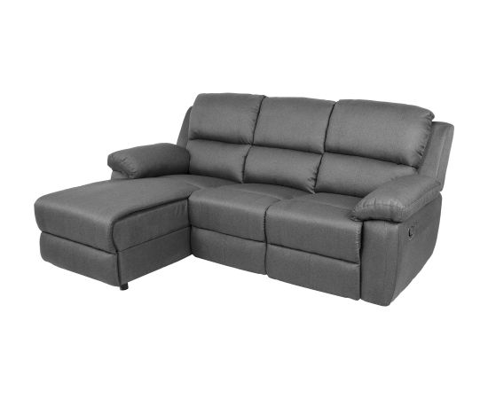 Corner sofa BERIT LC, manual recliner, dark grey