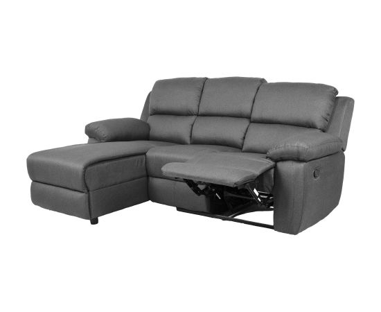 Corner sofa BERIT LC, manual recliner, dark grey