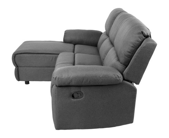 Corner sofa BERIT LC, manual recliner, dark grey