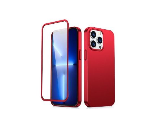 Joyroom   Joyroom 360 Full Case front and back cover for iPhone 13 Pro Max + tempered glass screen protector red (JR-BP928 red)